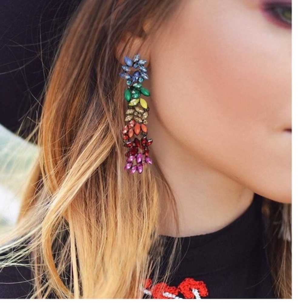 RAINBOW JEWEL DROP STUD EARRINGS